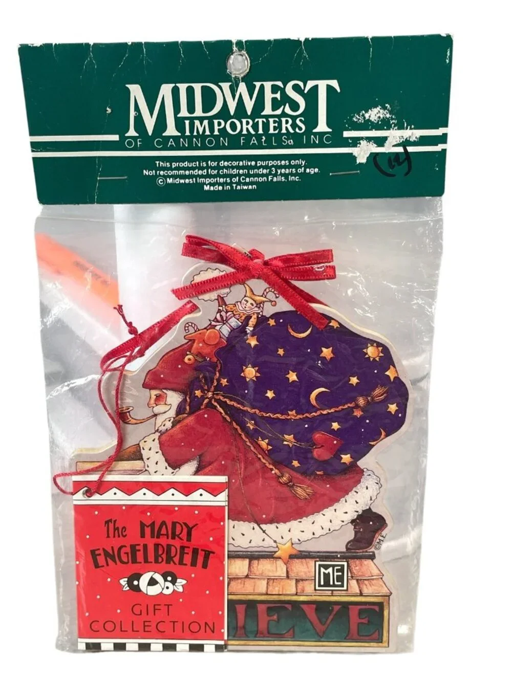 Midwest Importers Mary Engelbreit Santa Believe Christmas Ornament New